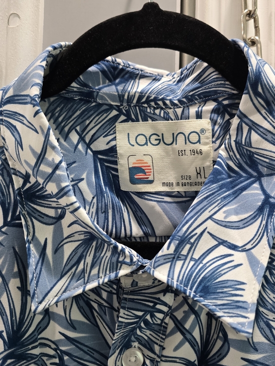 Laguna B Other - Laguna B Blue & White Palm-Print Button-Down Shirt